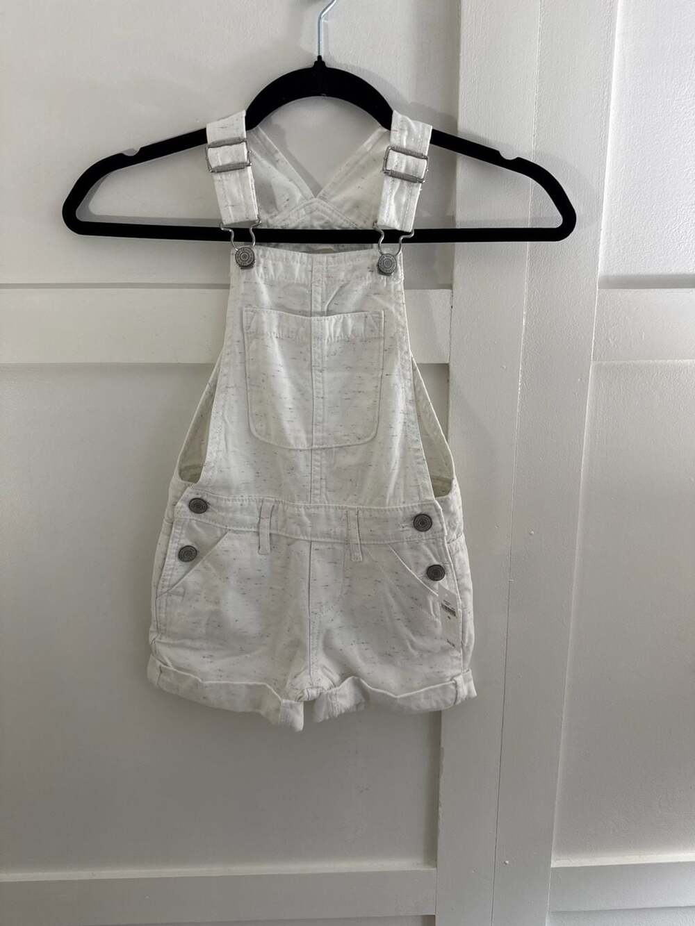 Gap Kids Denim Overall Shorts Speckled White Shortalls